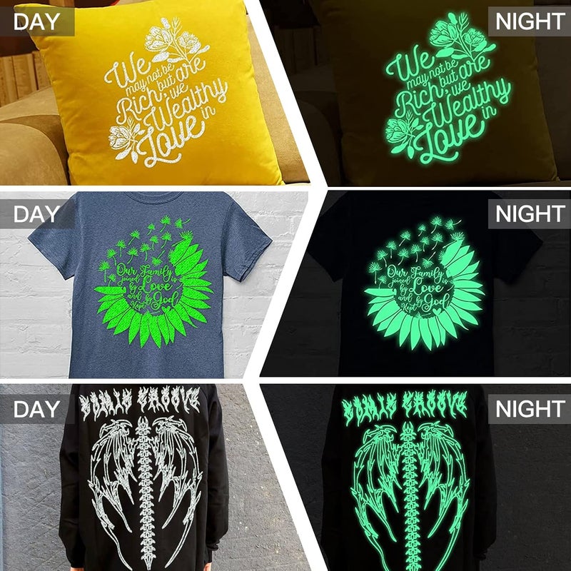 TransWonder Glow in The Dark 3D Puff Vinyl Heat Transfer - Luminous Fluorescent HTV Puff Vinyl 12x6' Puff Heat Transfer Vinyl for T Shirts by (White to Green) - Image 5